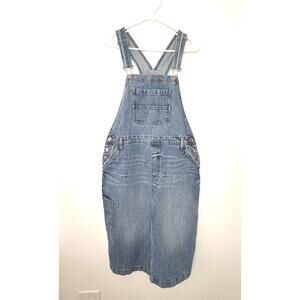 Cotton On Denim Overall Dress Women's 10 Midi Front Split
